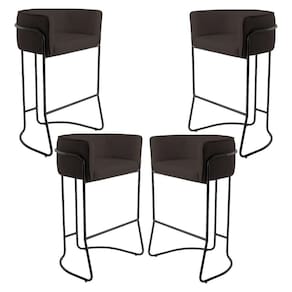 Kit 04 Banquetas Fixa Preto Corano Marrom C-34