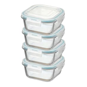 Kit 12 potes vidro quadrado hermético trava super vedação