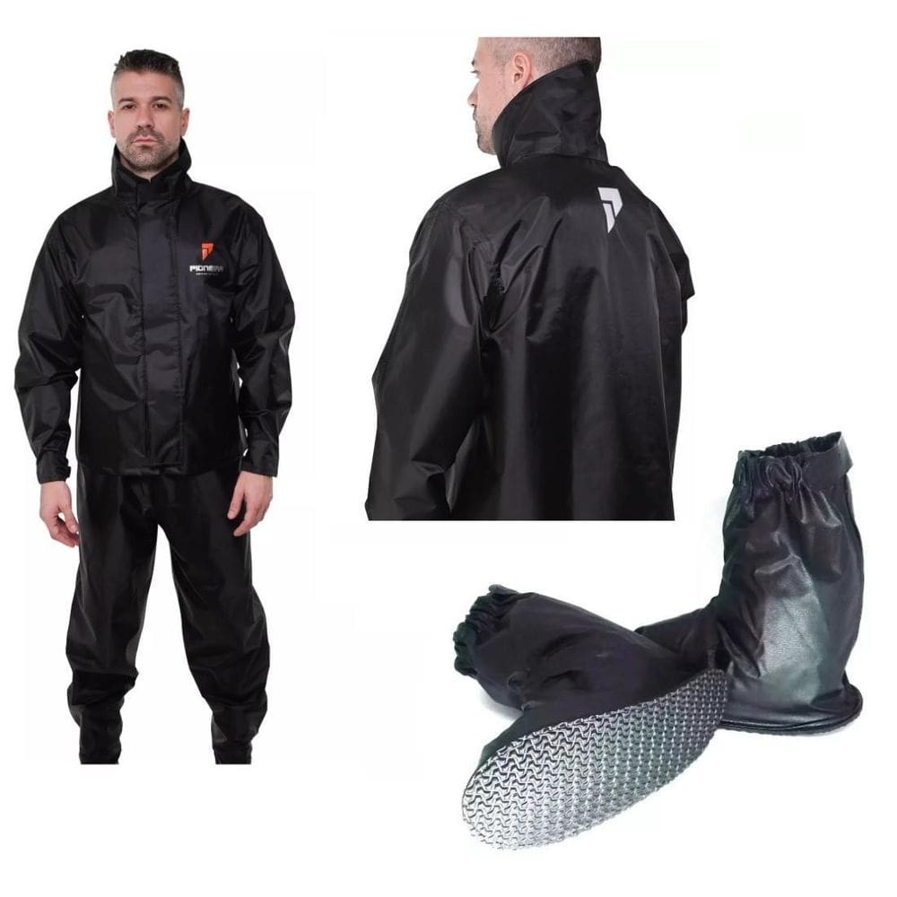 Capa de chuva pioneira nylon urban + par polainas tamanho m