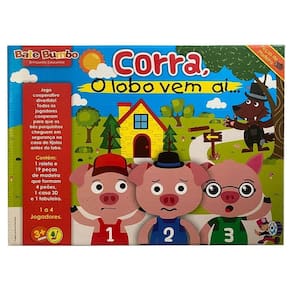 Jogo infantil em madeira corra, o lobo vem ai....
