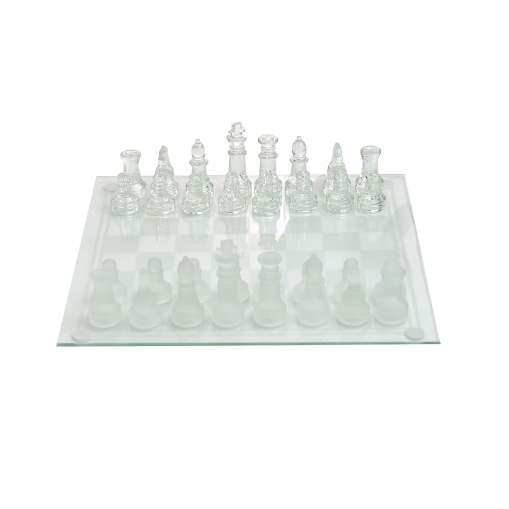 Jogo De Xadrez Com Tabuleiro E Peças De Vidro 20X20cm