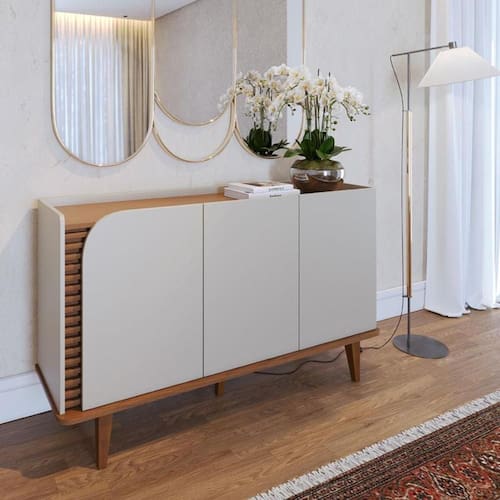 imagem-Aparador Buffet Ambiente Jurerê Off White Matte Freijó - Colibri - Branco