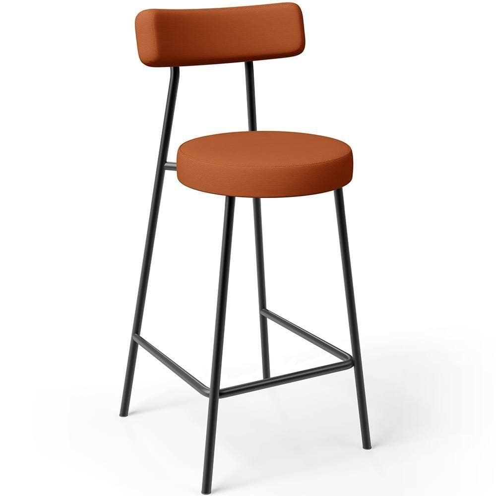 Banqueta Baixa Para Cozinha Sala De Jantar Bar Bancada Milão L02 Tecido Terracota - Lyam Decor