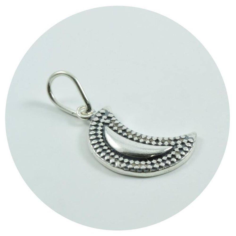 Pingente prata envelhecida 925 meia lua 11x15mm - p. vecchio
