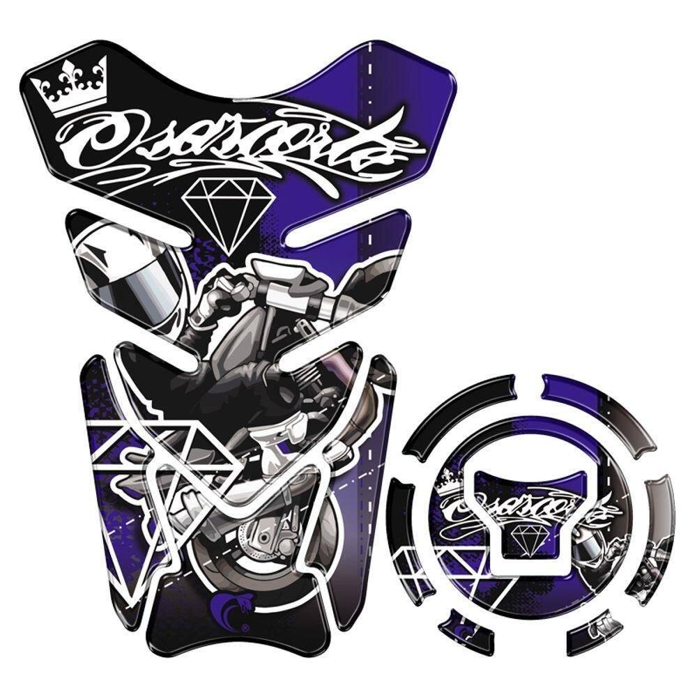 Kit Protetor Tanque Adesivo Moto Honda Acima 2018 Azul Cor Azul