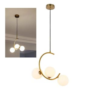 Lustre Luminaria Pendente Meia Lua Luxo Cozinha Sala Quarto Recepçao Comercial Residencial