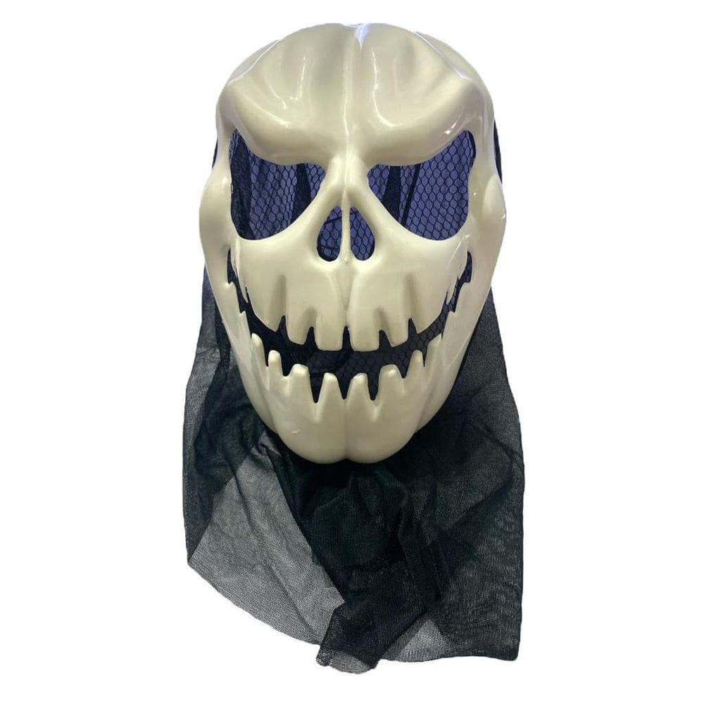 Máscara caveira halloween plástico/tecido