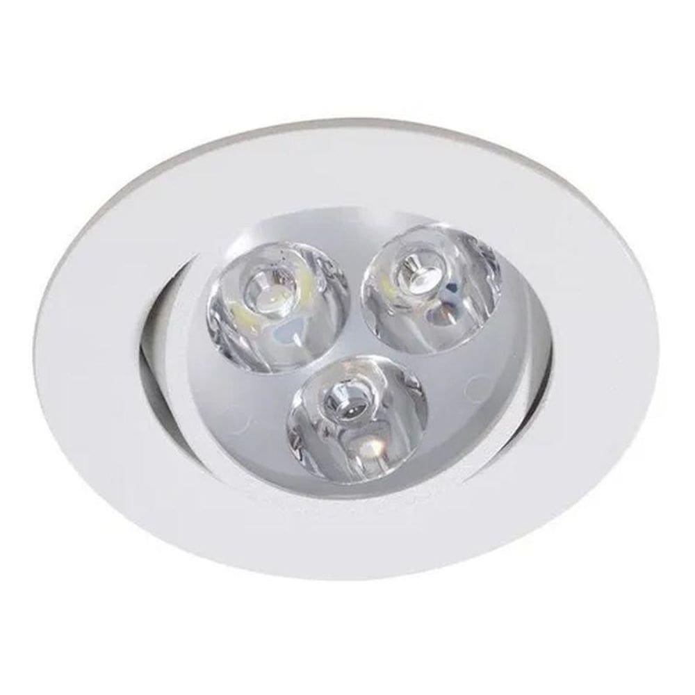 Kit 8 spot led embutir redondo direcionável 3w branco 6500k