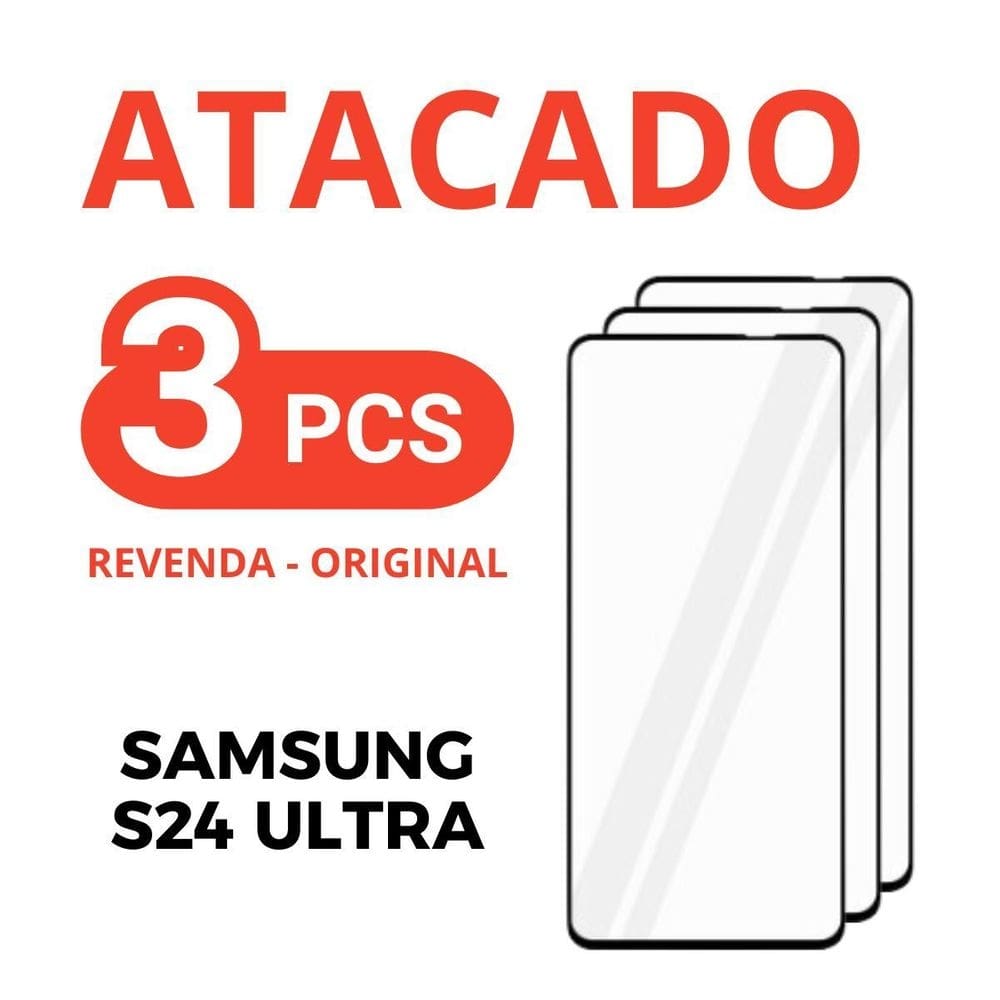 Kit 3 película vidro de temperado 3d samsung s24 ultra +