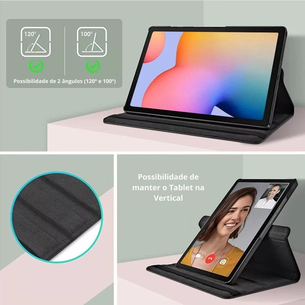 Capa giratória + pelicula vidro galaxy tab s6 lite 2024