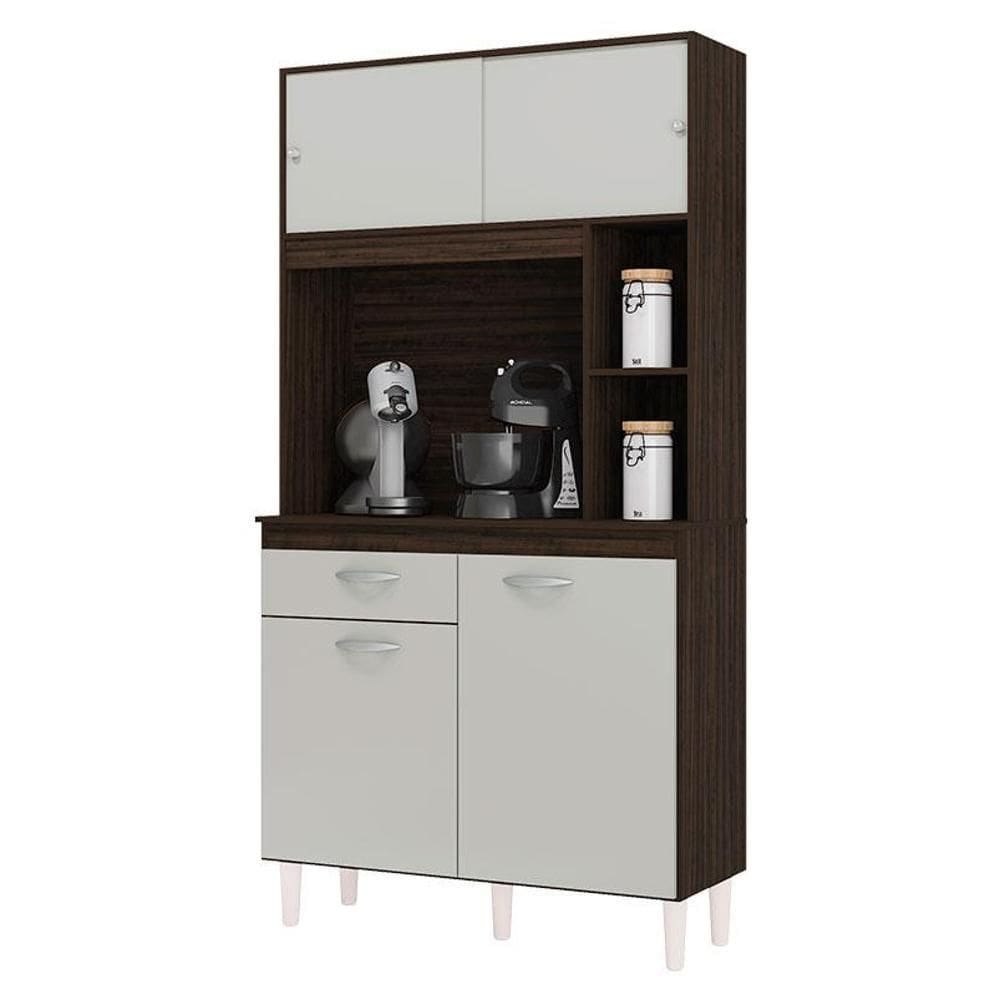 Armário para Cozinha Kit Duda 90 cm Chocolate Off White – Poquema