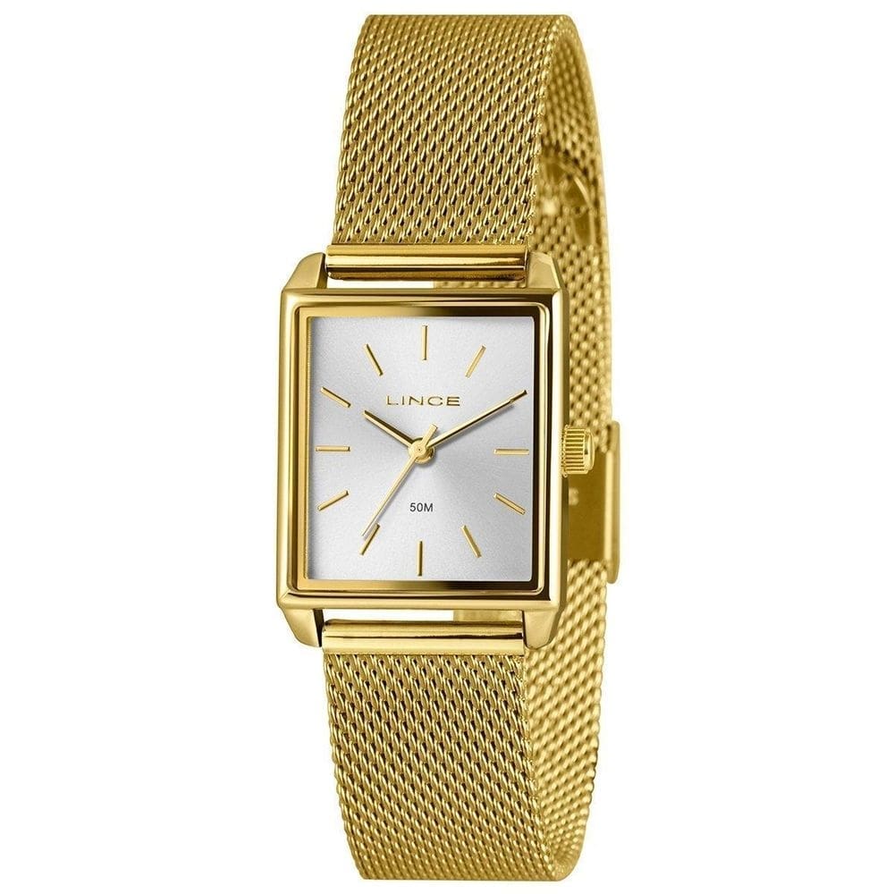 Relógio lince feminino dourado pulseira de aço 25 s1kx 2,5cm
