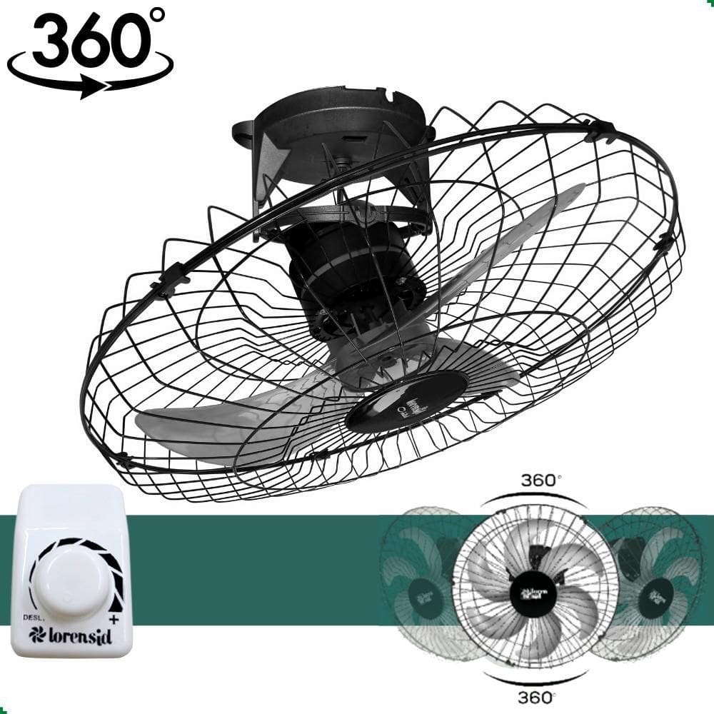 Ventilador teto orbital lorensid sprint 60cm bivolt 360 pt