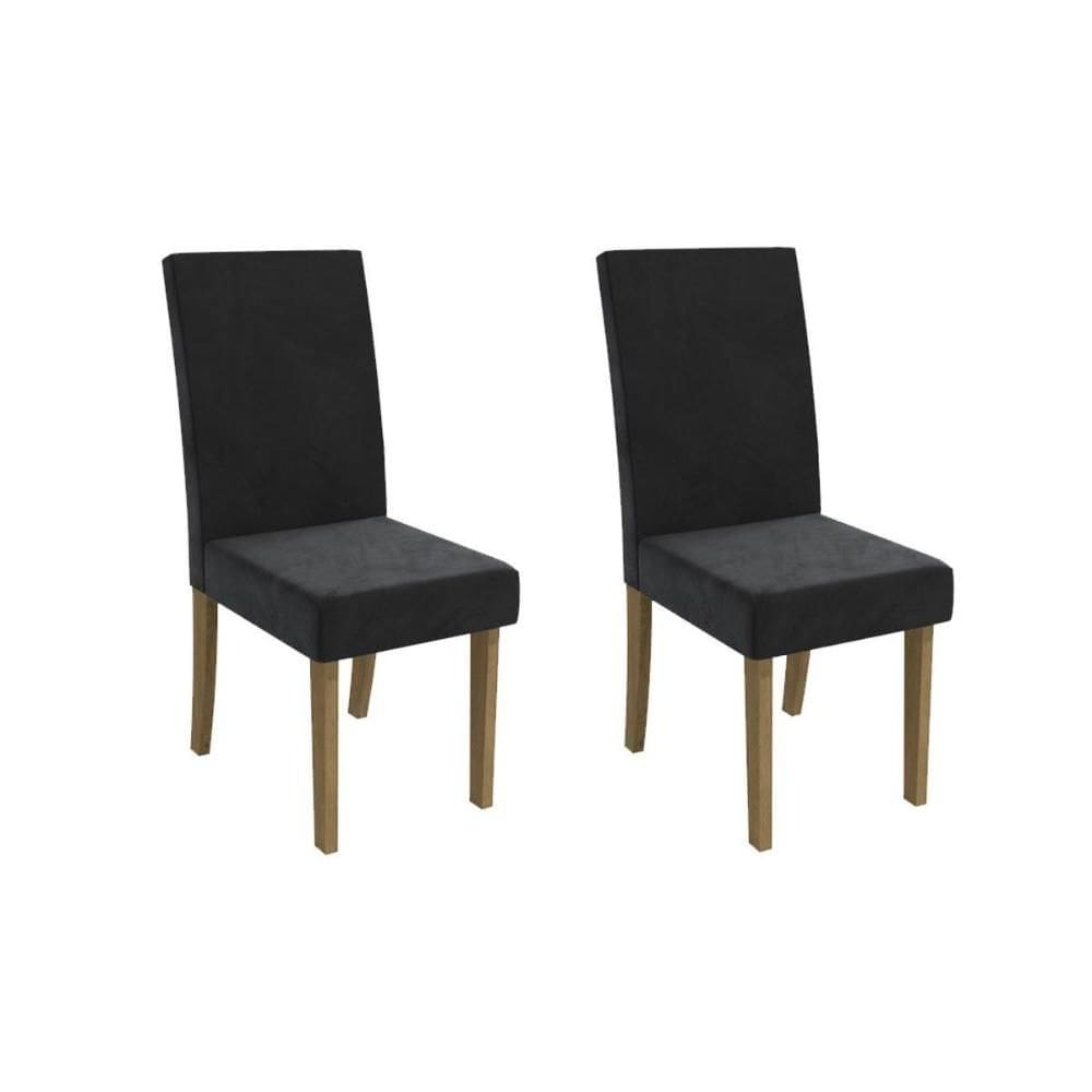 Cadeira Sala de Jantar 2CAD131FR Kit 2 Un Freijo/Veludo Preto A038 - Kappesberg