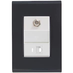 Cj Tomadas Rj45 Ethernet + Tv Coaxial Liz Grafite Tramontina Completo Pronto Tramontina