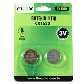Bateria de lítio cr 1620 flex cartela com 2 unidades