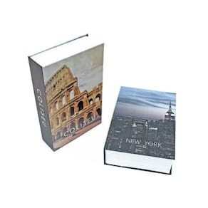Kit 02 livro cofre camuflado decoração chave porta joia 18cm