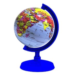 Globo terrestre político com cofre 10cm azul