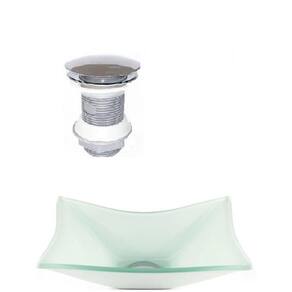 Cuba de vidro retangular 39cm branca + valvula click
