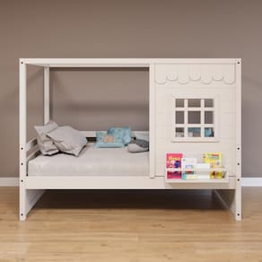 Cama Casinha Reta Madeira Maciça Branco Housin