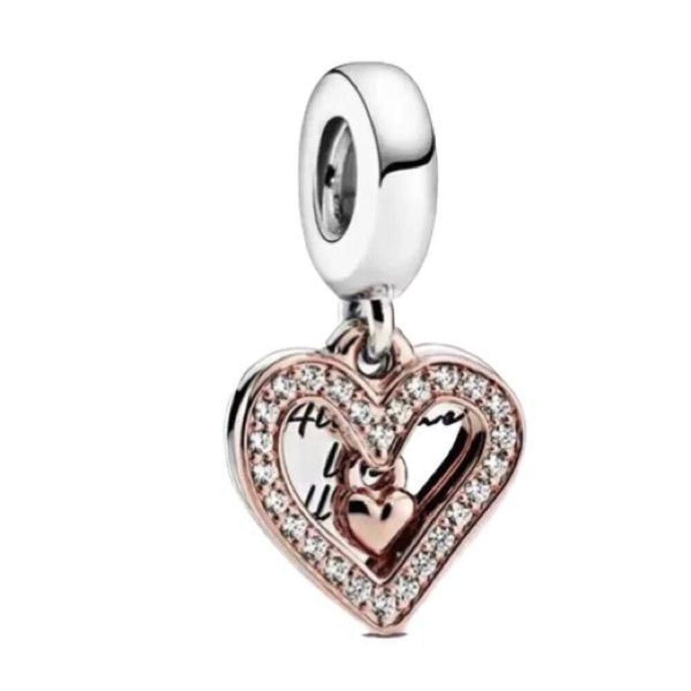 Berloque amor eterno prata 925 joia coração rose paixão love