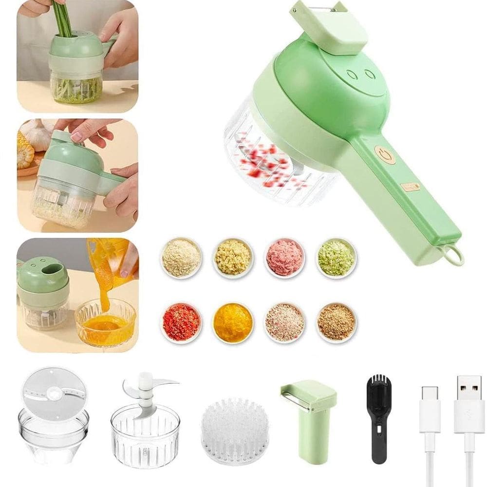 Mini Processador Elétrico 4 Em 1 Usb Sem Fio Cozinha Prática