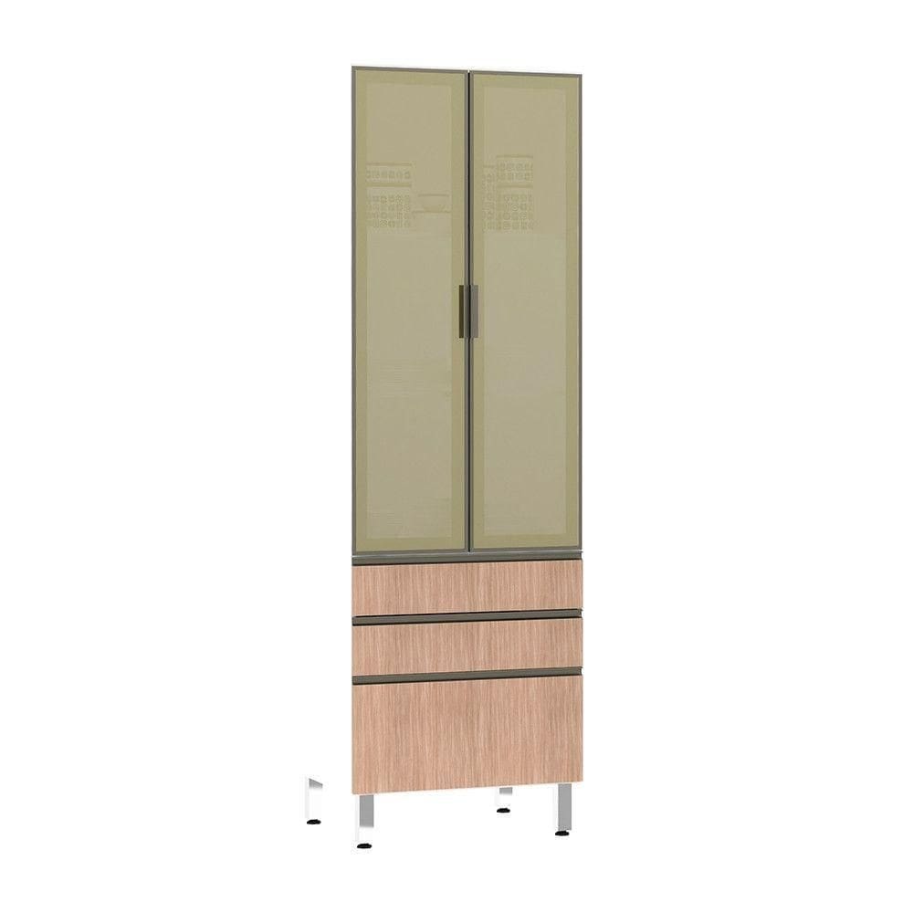 Paneleiro Torre 70Cm Bronze Pérola Branco Com Cumaru