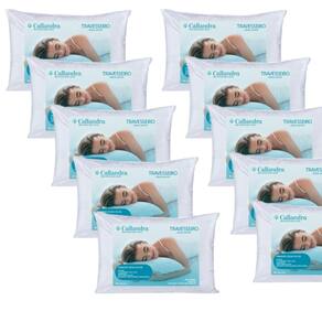 Kit 10 Travesseiros Percal 200 Fios 100% Algodão Suporte Firme