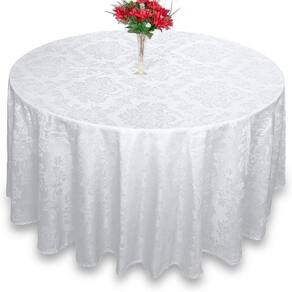 Kit 5 Toalha De Mesa Redonda Jacquard Branco 4 Lugares Festa