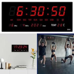 Relógio Digital Led Vermelho Temperatura Pilates