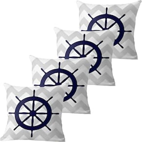 Kit 4 Capas De Almofadas Timão Azul Navegação Marítima