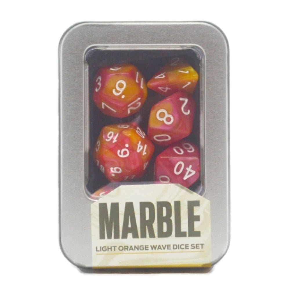 Conjunto de 7 Dados Marble para RPG (D4, D6, D8, D10, D10%, D12, D20)