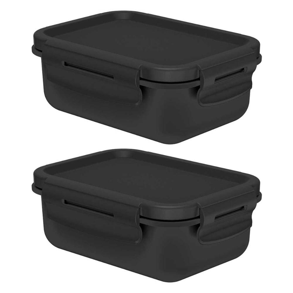 Kit 2 Potes Marmita Hermética OU Mini Marmitou Preta
