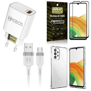 Capinha samsung a33 5g + carregador turbo hs183 +película 3d