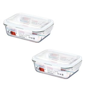 Kit 2 Pote Vidro Hermético Marmita Tampa Plástico 640Ml