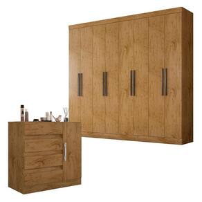 Guarda Roupa Casal Prime 1684 e Cômoda 8000 Freijó - Araplac