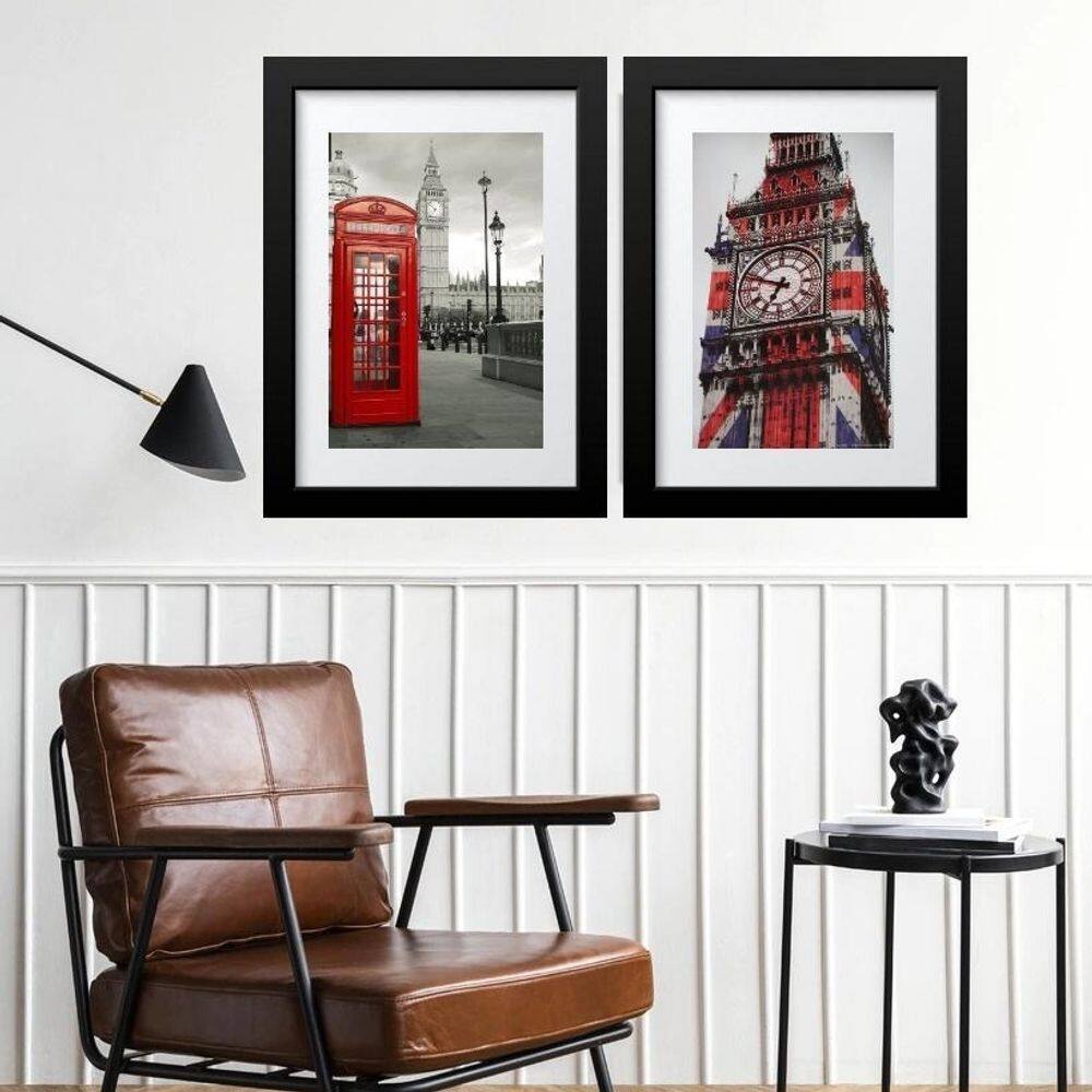 Kit 2 Quadros Grandes Inglaterra - 60X48Cm
