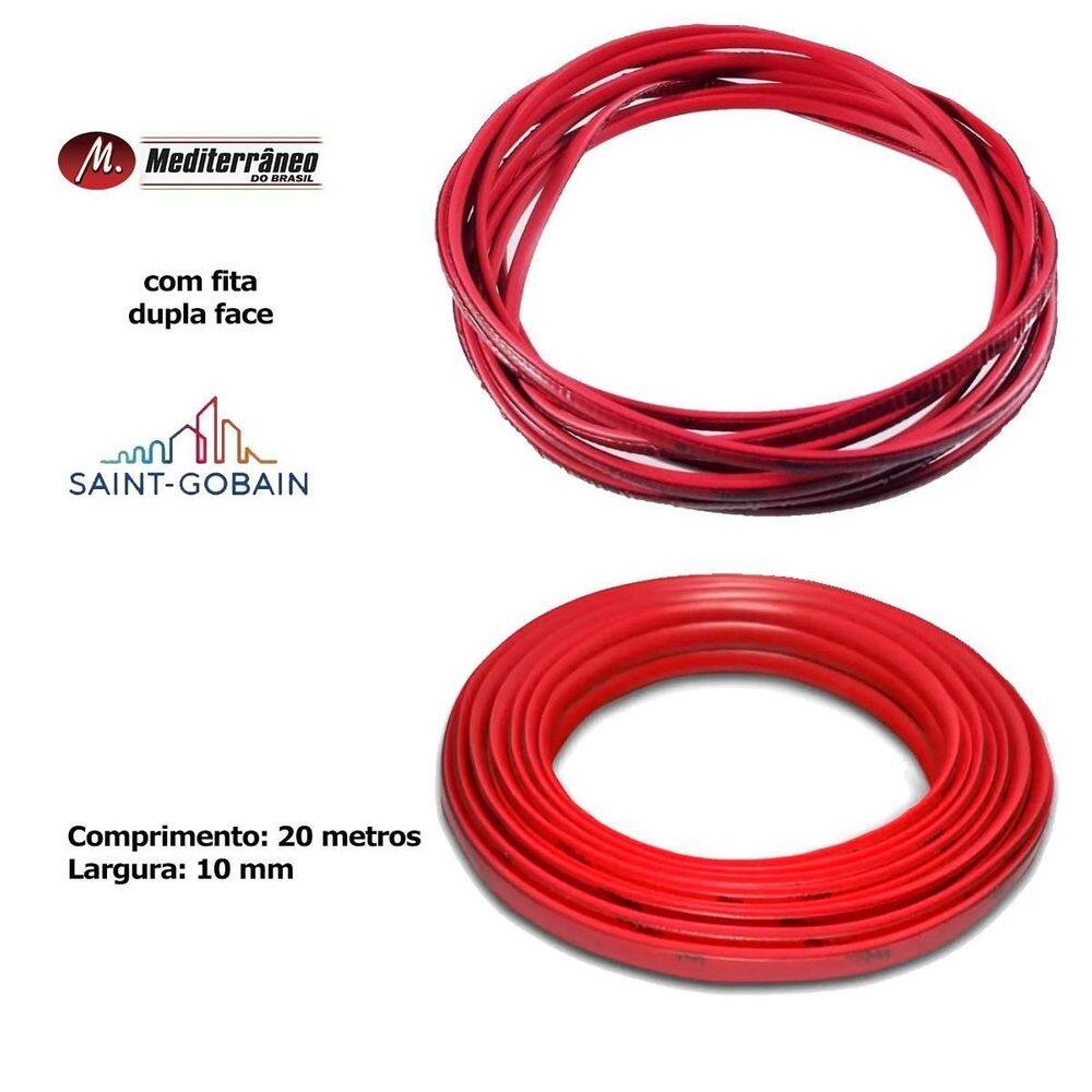 Friso decorativo flexivel para grade vermelho 10mm 20 metros