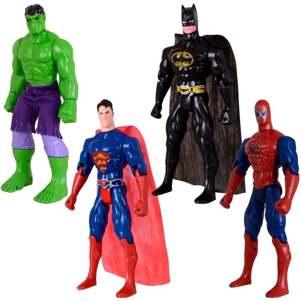 Quarteto Articulável Super Heroís Vingadores Brinquedos 29cm