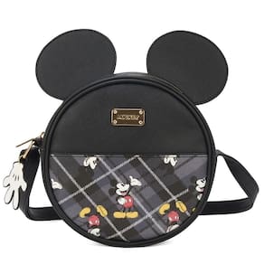 Bolsa mickey orelhas bmk78595 redonda pequena xadrez