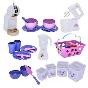 Cozinha menina brinquedo infantil mercado louça 36 peças