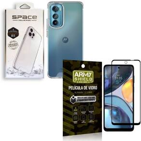 Capa space collection moto g22 + película 3d armyshield