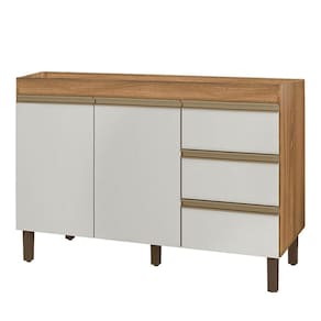 Balcão Gabinete Para Pia Karen 119cm Sem Tampo 2 Portas Nature Off White - Abmaza