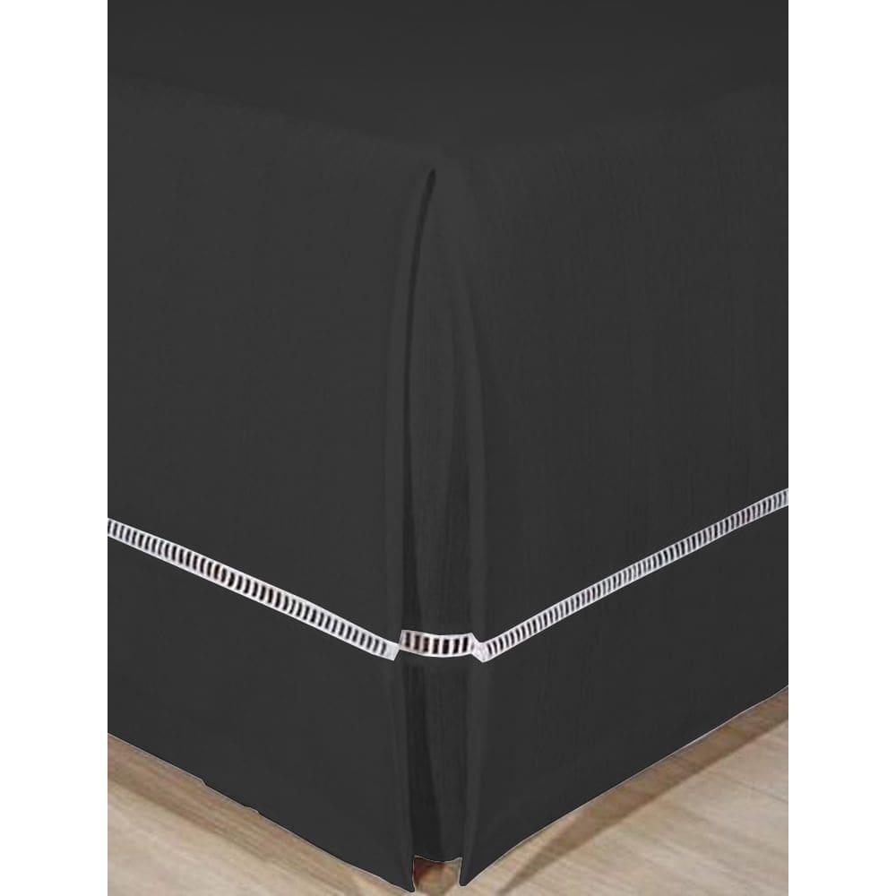 Saia de Cama Box Viúva Zambrano Saia Ponto Palito - Preto 120x203