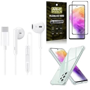 Kit capa samsung a73 5g + fone de ouvido tipo c + película