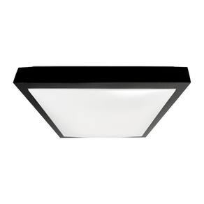 Plafon Sobrepor Alpha Preto Led 3000K Quadrado Slim Moderno