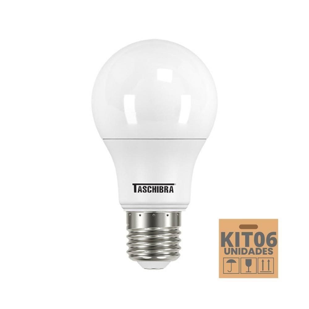 Kit 6 lâmpadas led bulbo tkl 17w taschibra e27 bivolt 6500k