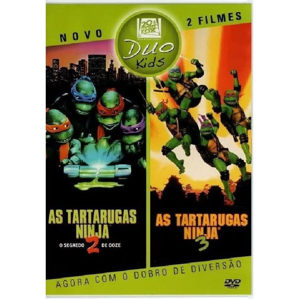 Dvd - duo kids 2 filmes as tartarugas ninja 2 e 3