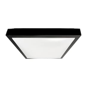 Plafon Sobrepor Alpha Preto Led 3000K Quadrado Slim Moderno