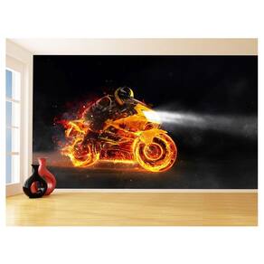 Papel De Parede Moto Bike Esporte Fogo Radical 3,5M Bkm74